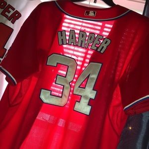 Men’s red bryce Harper jersey